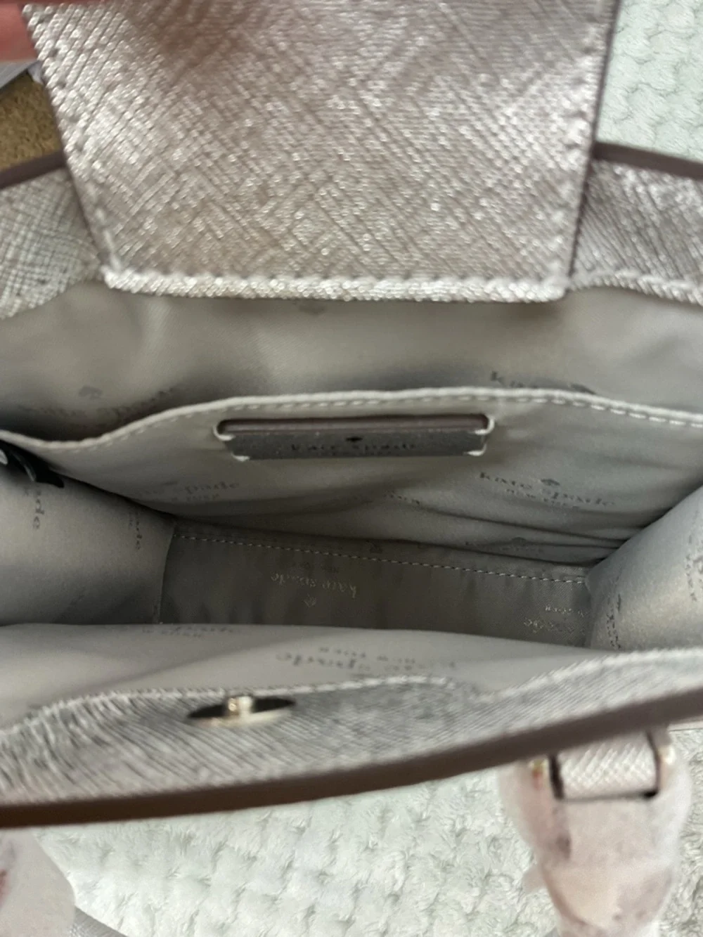 Kate Spade Platinum Grey Flower Star Toss Small Tote Bag NWT
